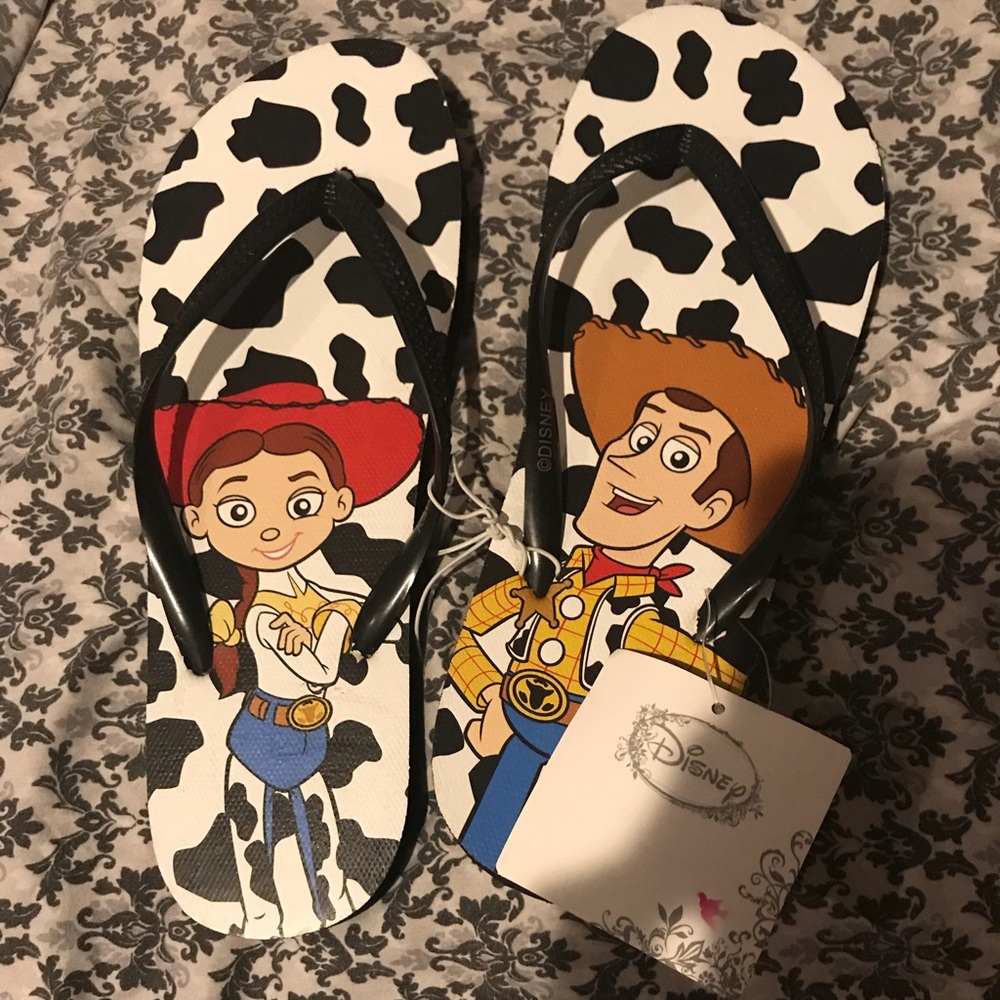 Never Worn Disney Toy Story flip flops